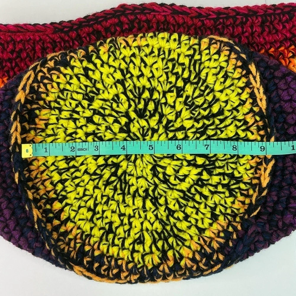 Handcrafted Multicolor Crochet Scrap Woven Tote Bag Basket Storage Handmade Knit